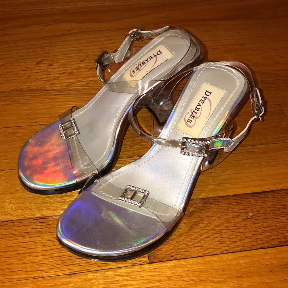 Dyeables clear vinyl block heels